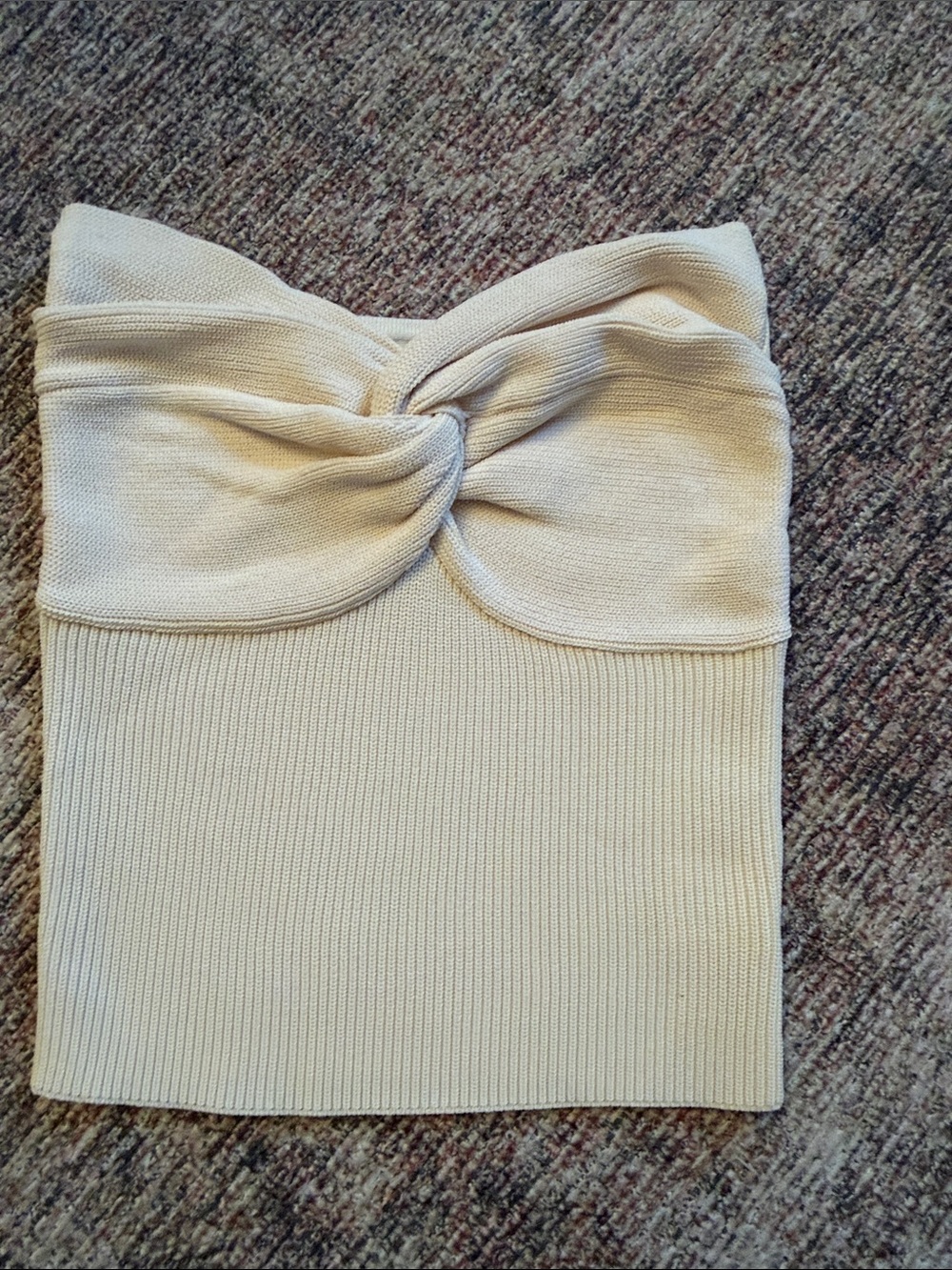 DISSH Cream Sleeveless Twist-Knot Ribbed Sweater